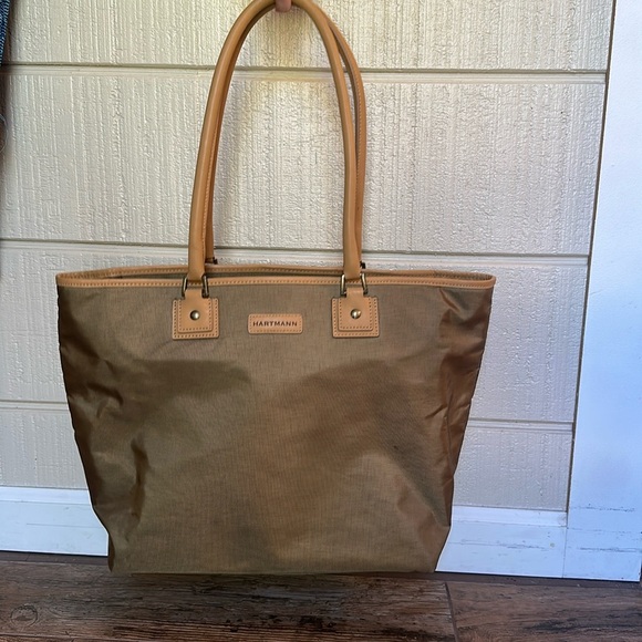 HARTMANN green Nylon & Leather Travel zipper Tote Bag - Picture 1 of 6